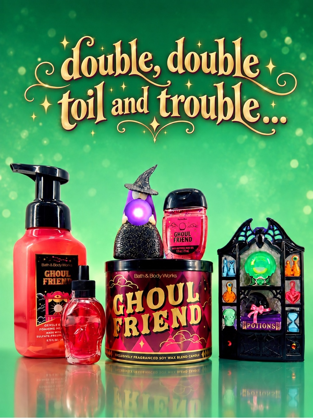 Bath & Body Works Ghoul Friend 6pc Halloween Set Witch Cabinet & Light-Up Witch